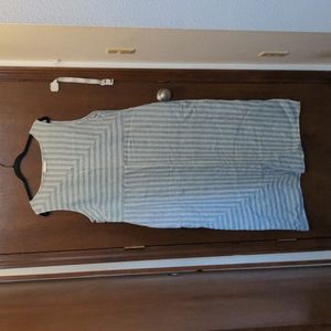 J. Jill Blue Love Linen Striped Casual Maxi Dress